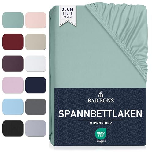Spannbettlaken 140x200cm - 35 cm Tiefe Tasche Spannbetttuch Oeko-TEX Zertifiziert Gebürstete Polyester Mikrofaser Bettlaken Bettbezug für Boxspringbett Dicke Matratzen (140 x 200 cm - Grün)