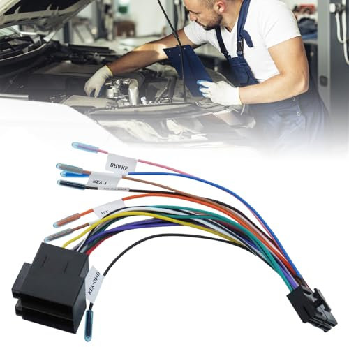 Helweet ISO Adapter, Autoradio Adapter, Autoradio Kabelbaum Adapter, Auto Stereo Kabelbaum, Kabeladapter auf ISO, Kompatibel mit Lenkrad und Rückwärtssteuerungslinien, Geeignet für Autoradio