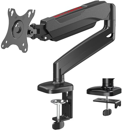 Redragon GMK-914 Einzelmonitorhalterung - Gasfeder-verstellbare Arme mit VESA 75/100 mm, kompatibel mit 13-32 Zoll Bildschirmen, C-Klemme & Grommet-Basis, Kabelmanagement, 8 kg Tragfähigkeit
