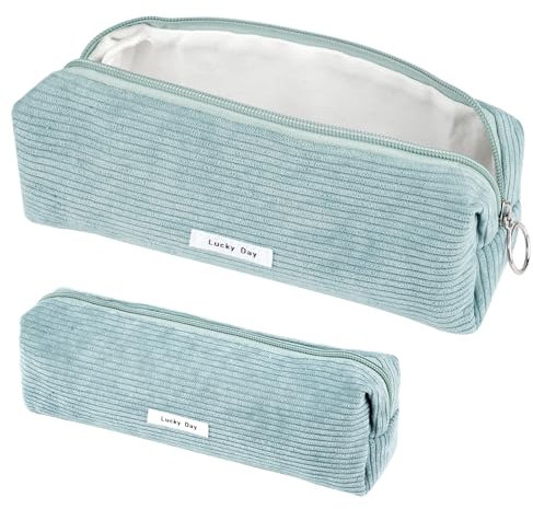 Federmäppchen, Mäppchen Cord-Stoff, Schlamppermäppchen Damen, Federmäppchen Mädchen, Federtasche Stiftetasche Stiftemappe, Pencil Case, Cord Federtasche für Mädchen Teenager Schule, Büro (Blau)