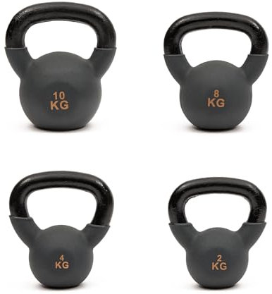 Worqout Kettlebell (10 kg) – Robuster Gusseisen-Kettlebell mit Neoprenbeschichtung, farbcodiert