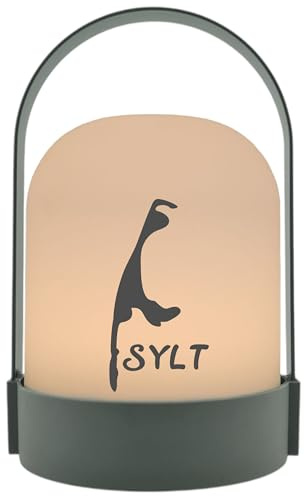 WB wohn trends LED-Laterne, Insel Sylt maritim, 22x14cm Batterie LED-Licht Kunststoff Lampe mit Text Spruch