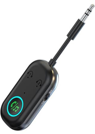 Bluetooth 5.3 Transmitter Empfänger 2025 Neuer 2-in-1 Bluetooth Aux Wireless Adapter mit Dual-Verbindung, Plug and Play, tragbar, kompatibel mit 2 kabellosen Kopfhörern für Airpods TV Flugzeug
