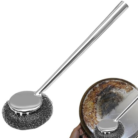 Setauoo Edelstahl -Topf Scrubber, Stahlwolle Scrubber - Langgang Abnehmbarer Metallschale Scrubber - Tragbare Reinigungsmittel für POTS -Kocher Tischgeschirr Waschbecken Range Kapuze