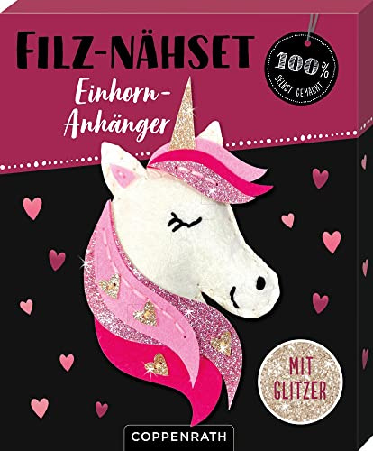 Filz-Nähset: Einhorn-Anhänger (Herzen) (100% selbst gemacht)