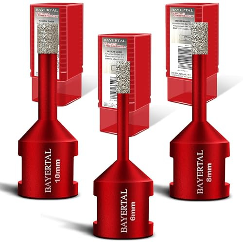 BAYERTAL® Fliesenbohrer Set 3tlg. 6, 8, 10 mm, M14 Premium – Diamantbohrer für harte Fliesen und Feinsteinzeug - Perfektion in Industrie Premium Qualität für professionelle Ergebnisse!
