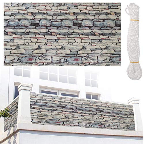 Telo Ringhiera Brise-vue pour balcon Effet pierre Protection extérieure Résistant aux UV 0,5 x 3 m