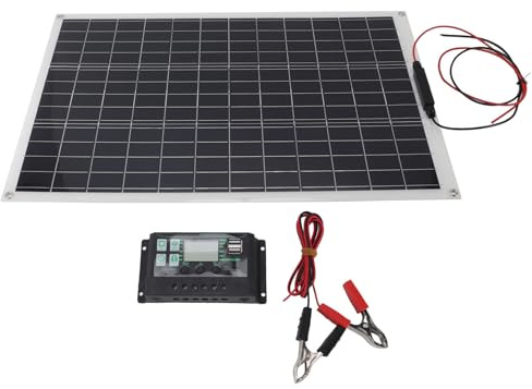 Oreilet Kit Panneau Solaire, Panneau Solaire en Silicium Monocristallin 300W avec Contrôleur Charge et Clip Batterie 18V pour Bateau Remorque Véhicule Camping RV