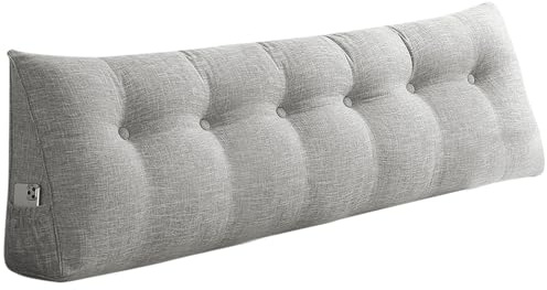 OHMG Rückenkissen 120/140/160/180/200CM,Keilkissen für Bett und Sofa geeignet,Dreieckiges Lesekissen,Kissen mit abnehmbarem und waschbarem Bezug,mit praktischem Seitenfach,Sitzkissen, Wandkissen