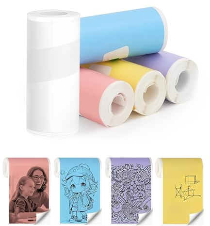 THQAE 5 rotoli Carta Termica Macchina Fotografica per Bambini - Carta termica per bambini macchine fotografiche istantanee,facile da sostituire,Perfetta per la Stampa di Documenti, e Foto,57x25mm