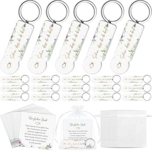 Hestya 20 Sets Taufe Gastgeschenk Kommunion Einkaufswagenchip, Blume, Gold | Schön Dass Du Da Bist Acryl Einkaufswagenchip Schlüsselanhänger Gastgeschenke für Taufe Kommunion Konfirmation Firmung