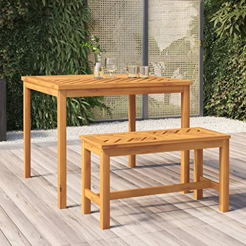 QZZCED Garten-Esstisch aus massivem Akazienholz, 90 x 90 x 74 cm, mit Fischgräten-Design für Terrasse, stabile Struktur und praktische Oberfläche, 4 Stühle (max. 110 cm)
