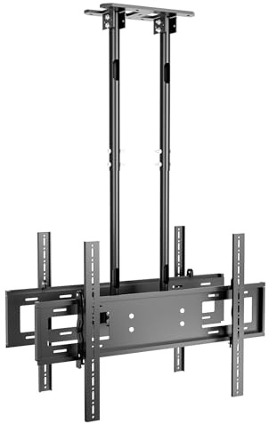 HILLPORT Doppelte TV Deckenhalterung für 60-100 Zoll, bis 60 kg/Bildschirm | VESA 900x600mm, 7-fach höhenverstellbar, Rücken-an-Rücken Montage für Doppeldisplay, Ideal für große Räume.