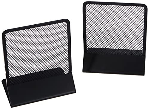 Relaxdays Buchstütze, 2er-Set, Bücher, DVDs, Zeitschriften, Stabiler Buchwinkel HxBxT: ca. 16,5 x 13 x 10,5 cm, schwarz