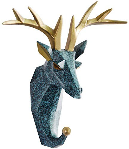 TZAMLI Wandhaken Hirsch Tier Harz Kleiderhaken Selbstklebend, Handtuchhaken Wand Tür Haken Aufbewahrung Ordnen Handtuch Kleidung, Retro blau
