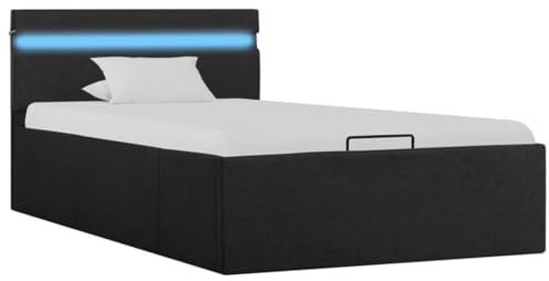vidaXL Bett mit Bettkasten Hydraulisch LED Dunkelgrau Stoff 100x200 cm
