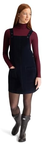 Trespass Women's Pinafore Dress Twirl - Button Fastening Straps, Button Fastened Sides, 2 Front Patch Pockets, Woven, 100% Cotton Navy