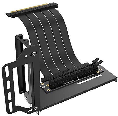 Akasa RISER BLACK PRO | Vertical GPU Holder | GPU Support Bracket | PCIe 3.0 Riser Cable | EMI Shielding | Vertical GPU Mount | 200 mm | AK-CBPE02-20B