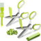 2 Packs Herb Scissors Set - Including Herb Scissors with 5 Blades and Cover, Herb Scissors with 3 Blades, Shred Silk Knife, Used For Cutting Cilantro Onion Salad etc. Also Used for Cutting Paper.