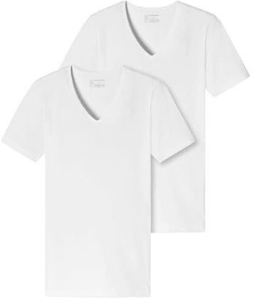 Schiesser Herren 2 Pack Unterhemd V-ausschnitt Mit Arm - 95/5 Organic Unterwäsche, Weiss_173982, XXL EU