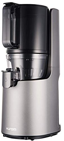 Hurom H-200 Electronic Slow Juicer Machine (Silver) - Self Feeding w Big Mouth Hopper to Fit Whole Fruits & Vegetables - Healthy Living - Easy Rinse Clean No Scrub BPA Free Easy Assembly