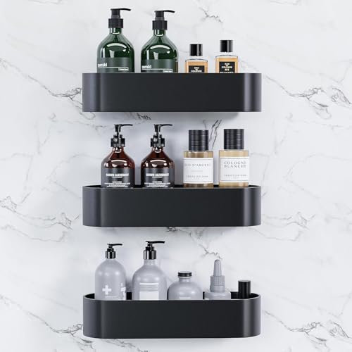 Qeekzeel Duschkorb Ohne Bohren Duschablage Nagelfrei Selbstklebend Aluminum Kein Schaden Wandhängend Matte Finish Für Badezimmer Küche,3 Stück