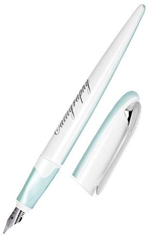 Online Kalligrafie-Füller, Schönschreibfüller Air Pastel Blau, breite Kalligraphie-Feder in Strichstärke 1,4 mm, für Standard-Tintenpatronen oder Konverter, inkl. Kombipatrone blau