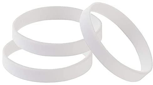 THXIY 100 Stück Silikon Armband Blank Gummi Armbände Armbänder silikonarmbänder Bracelet Erwachsene-8'' Weiß