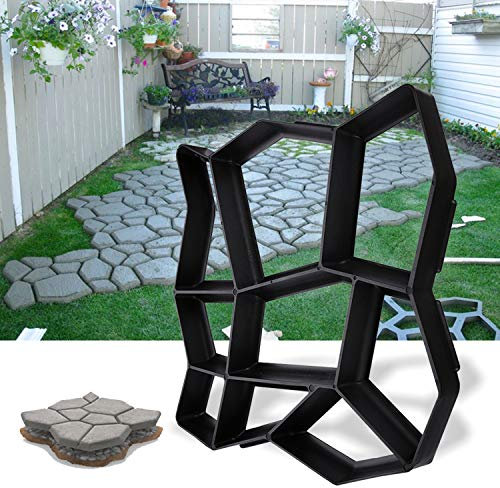 EINFEBEN Pflasterform Schwarz, Schalungsform DIY, Gehweg Form 43x43x4cm, Gießform für Gehwegen Trittsteinen Garten 9 Kammer