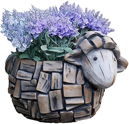 Gartenskulptur, Schaf, Blumentopf, niedlicher Schaf, Zement, Kunststein, Blumentopf, Sukkulenten, Ornamente, Innenhof, Gartenmöbel-Dekoration