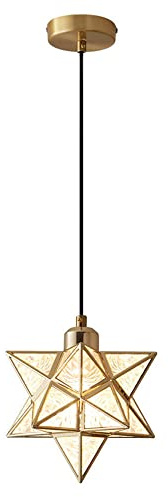 YAYY E27 Pendant Lights Nordic Moravian Star Pendant Lamp with PVC Lampshade Ceiling Hanging Chandelier Shade for Corridor Aisle Staircase Entrance（Color：Gold/Black）