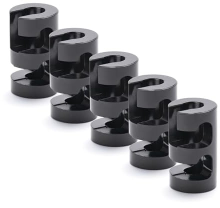 ORION LIGHTSTYLE 5 Stück Wand- und Deckenpins Schwarz 2 Führungen für Textilkabel Deckenbefestigung Affenschaukel Aufputz-Kabelhalter für Lampe DIY