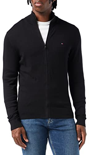 Tommy Hilfiger Herren PIMA ORG CTN Cashmere Zip Thru MW0MW28050 Strickjacken, Schwarz (Black), 3XL