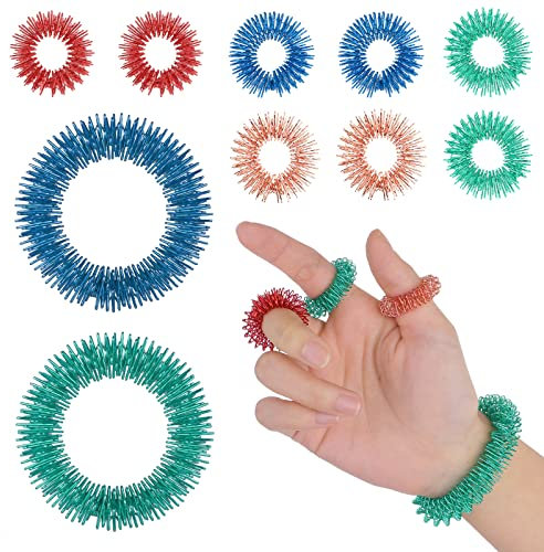 ASTER 10 Stück Akupressur Ring Massageringe Finger Sensorische Akupressurring Anti Stress Fingerringe für Stress Reduzierstück und Förderung der Durchblutung, Fidget Toys für Angstpatienten