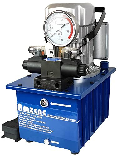 AMZCNC Two Way Electric Hydraulic Pump Power Pack Unit 2 Stage Double Acting 110v/120V 10k psi (10000Psi Two Way)