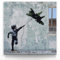 Banksy Druck, Graffiti-Art Bild, Air Jet als Leinwand-Bild, 40x40cm cm groß, Street Art Banksy-Style als Kunstdruck zur Wand-Deko. Banksy Wandbilder für Wohnzimmer, Büro