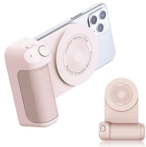BeisDirect Magnetisch Smartphone CapGrip Handy Selfie Stick Magnetische drahtlose Ladegeräte Kameragriff Stabilisator Bluetooth Kamera Telefon Fotografie Stand Für iPhone Samsung Huawei (Rosa)