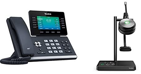 Yealink IP Telefon SIP-T54W VoIP-Telefon, schwarz + WH62 Dual UC