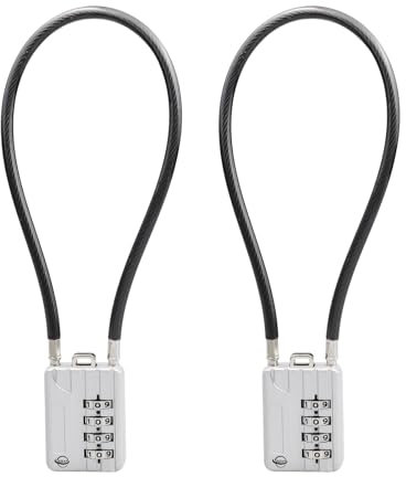 SISAV 4 Digit Combination Locks - 12 inches (30cm) Bold Cable for School Gym Locker, Helmet, Filing Cabinets, Toolbox, Luggage Suitcase, Knapsack - 5mm Diameter, Silver