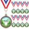 Inbagi 8 Pieces Golf Color Medal 2 Inches Golf Ball Medal Award Gold Golf Medal with Red White Blue Neck Ribbon for Adults Golf Tournament