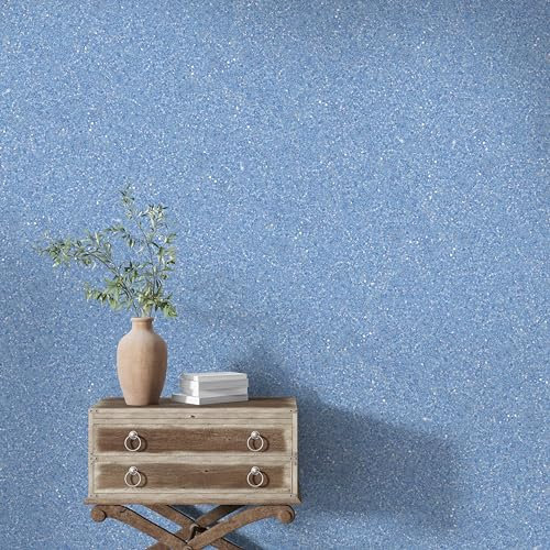 Belka B55 Glänzende Hellblaue Tapete - Reine Baumwolle & mineralischer Glimmerstein - selbstklebend - Wärme- & schalldämmend - Modern & stilvoll, DIY Öko & Natürlich | ca. 3 qm (m²)