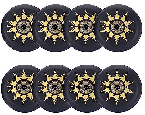 JHKJ 8er-Pack Inline-Skate-Räder, 64, 68, 70, 72, 76, 80 mm, Härte 90 A, Inline-Outdoor-Skate-PU-Ersatzrad mit ABEC-9, hohe Geschwindigkeit Lager,64mm