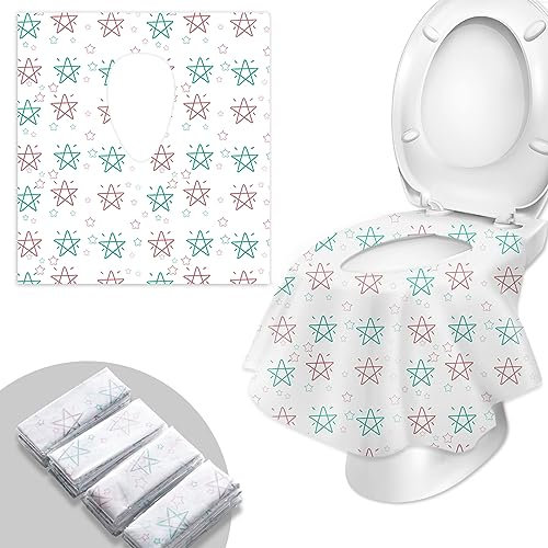 WUFANC 20 Stück Toilettenauflage Einweg, Universal Rutschfester Wasserdichter Und Antibakterieller Einweg-Toilettensitz, Toiletten Sitzbezug Kinder Und Erwachsene, Einzeln Verpackt, Reisezubehör