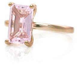 Rosenquarz-Ring in 14k Roségold – Handgefertigter Rechteckiger Ring für Abschlussball, Geburtstage, Jubiläen, Liebesringe für Frauen – Schmuck mit Geschenkbox