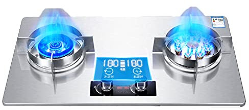 BZJPRFC Fornello A Gas for Interni da 75 Cm 2 Fuochi, Fornello A Gas da Campeggio 4,8 KW/7,2 KW, Accensione in Vetro Temperato Doppio Bruciatore da Campeggio GPL/Gas Naturale (Size : NG)