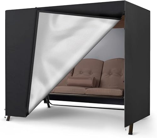 Ytwkafa Housse De Protection Pour Balancelle 3 Places, 600d Oxford Housse De Balancelle, Anti-Uv, RéSistante à L'Hiver, Charge Lourde, Pour Meubles De Jardin (250×150×160 CM Noir)