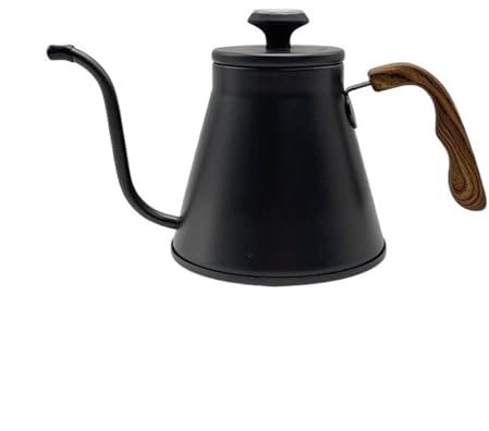 WAOCEO cafetera Cafetera manual de acero inoxidable 304 de gran capacidad de 1L, surtidor largo con Control de temperatura, cafetera for exteriores para el hogar, la cocina (Color : Negro)