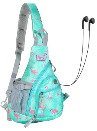 SIMTOP Sling Bag,Klein Brusttasche Damen mit Kopfhörerloch,Crossbody Bag,Casual mit Verstellbarem Schultergurt Chest Bag,Shoulder Bag für Outdoorsport,Reisen,Camping,Einkaufen（Hellblau）