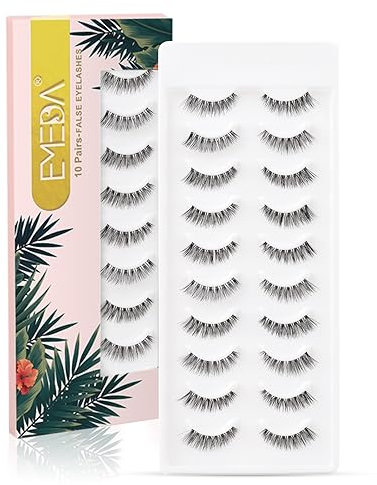 Natürliche Falsche Wimpern 10 Paar Transparentes Band Wimpernstreifen 8-11mm Wimpern Kurze und Weiche Wimpern Im Natürlichen Look Natural Fake Lashes Short False Eyelashes (S02)