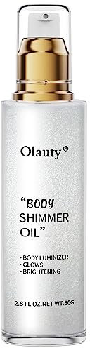 TITIMORE Körper Highlighter Öl Body Luminizer Schimmeröl Flüssig Glitzer Creme Body Glitter Oil Highlighter Körper Flüssiger Körper Glow Schimmer Makeup für Gesicht Körper Bein 80ml(#01-Perlweißes)